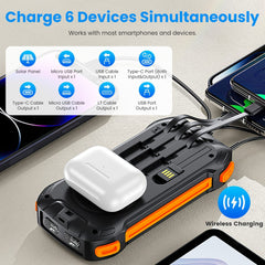 Solar Power Bank 49,800mAh – Wireless, Fast Charge & Flashlight