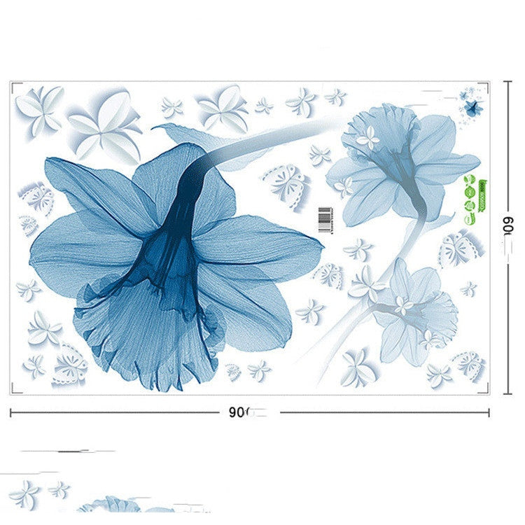 Nordic Blue Flower Background Ring Creating Decorative Wall Stickers - Trending Tina