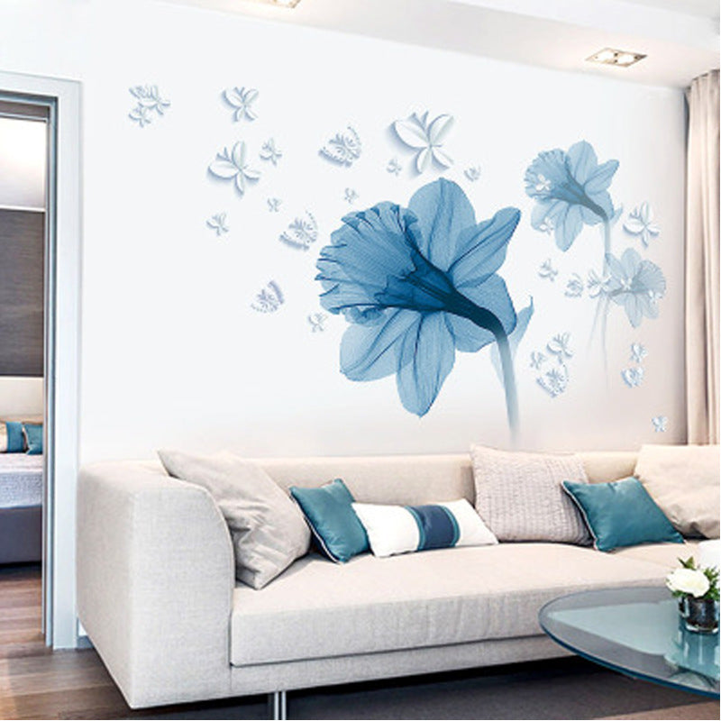 Nordic Blue Flower Background Ring Creating Decorative Wall Stickers - Trending Tina