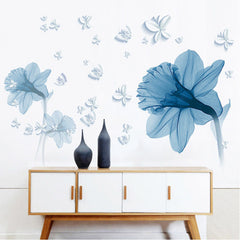 Nordic Blue Flower Background Ring Creating Decorative Wall Stickers - Trending Tina