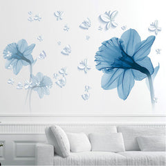 Nordic Blue Flower Background Ring Creating Decorative Wall Stickers - Trending Tina