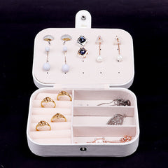 Double layer PU Leather Mini Portable Jewelry Box - Trending Tina