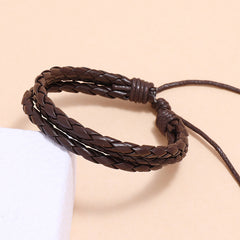 Leather Wrap Braided Wristband Cuff Punk Men Women Hot Surfer Adjustable Bracelet Bangle Couples Bohemia Jewelry - Trending Tina