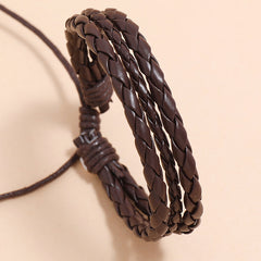 Leather Wrap Braided Wristband Cuff Punk Men Women Hot Surfer Adjustable Bracelet Bangle Couples Bohemia Jewelry - Trending Tina