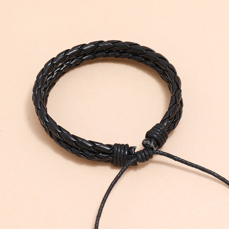 Leather Wrap Braided Wristband Cuff Punk Men Women Hot Surfer Adjustable Bracelet Bangle Couples Bohemia Jewelry - Trending Tina