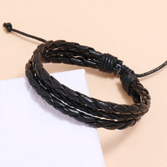 Leather Wrap Braided Wristband Cuff Punk Men Women Hot Surfer Adjustable Bracelet Bangle Couples Bohemia Jewelry - Trending Tina