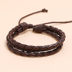 Leather Wrap Braided Wristband Cuff Punk Men Women Hot Surfer Adjustable Bracelet Bangle Couples Bohemia Jewelry - Trending Tina