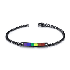 Couple Rainbow Bracelet Stainless Steel Bangle Bracelet Black