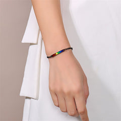 Couple Rainbow Bracelet Stainless Steel Bangle Bracelet Black