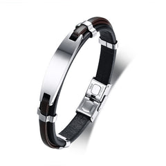 Stainless steel curved brand bangle bracelet