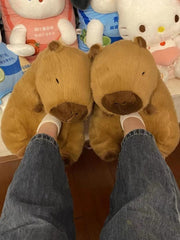 Bear Cotton Slippers Plush Slippers Kappibara Slippers Cartoon Capybara Cotton Slippers - Trending Tina