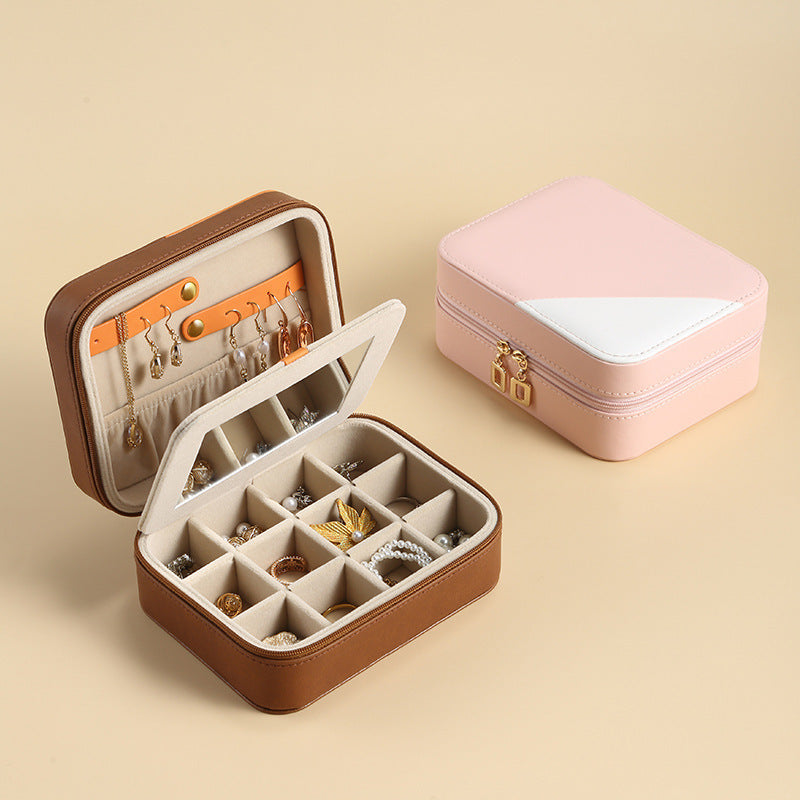 Multifunctional leather simple Korean jewelry box - Trending Tina