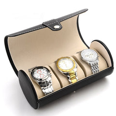 3-position Cylinder Watch Box Round Jewelry Storage Box Leather Watch Box Sub-watch Packaging Box - Trending Tina