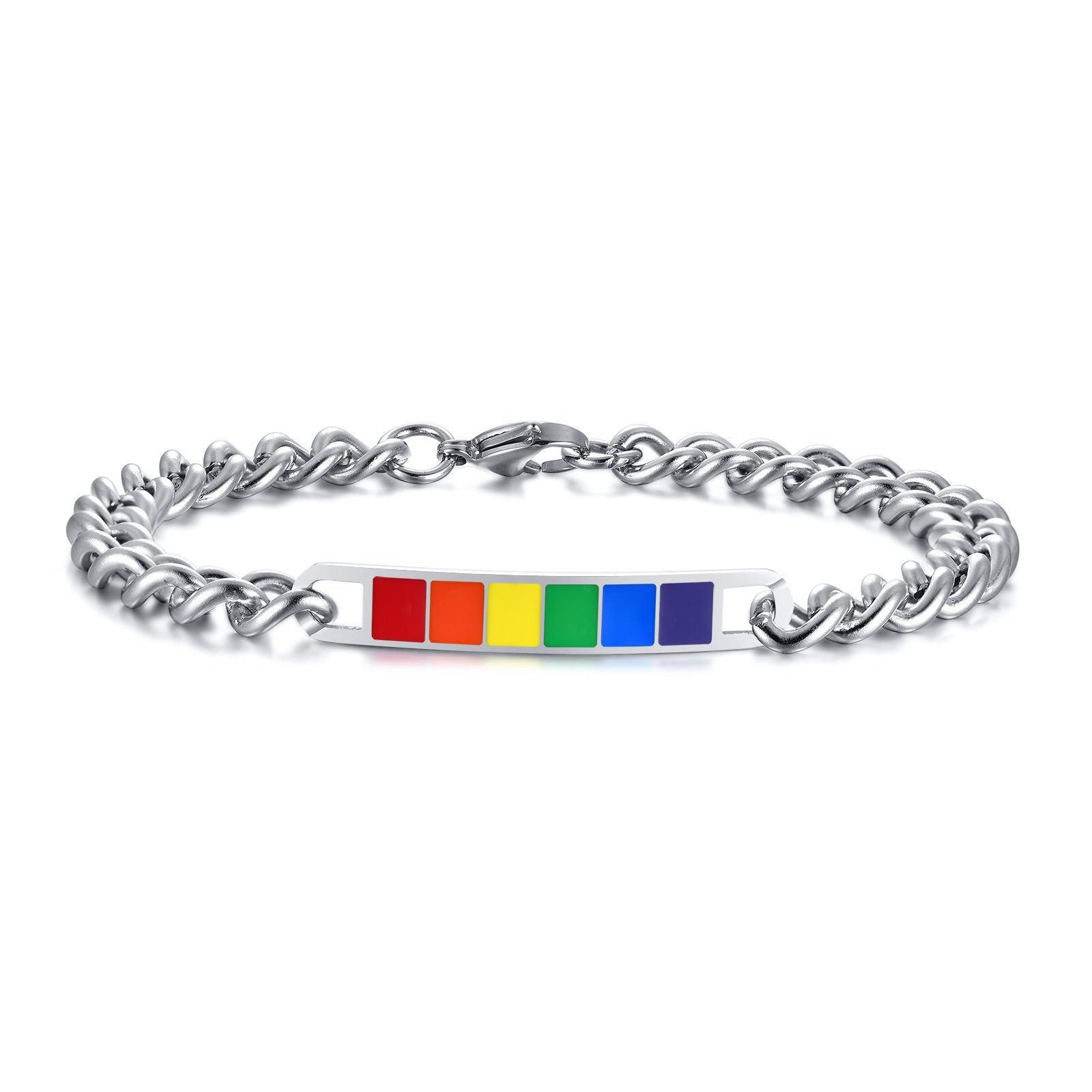 Couple Rainbow Bracelet Stainless Steel Bangle Bracelet Black