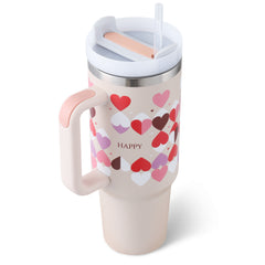 40 Oz Tumbler With Handle Straw Insulated, Stainless Steel Spill Proof Vacuum Coffee Cup Tumbler With Lid Tapered Mug Gifts For Valentine Lover Suitable For Car Gym Office Travel - Trending Tina