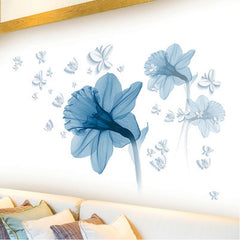 Nordic Blue Flower Background Ring Creating Decorative Wall Stickers - Trending Tina