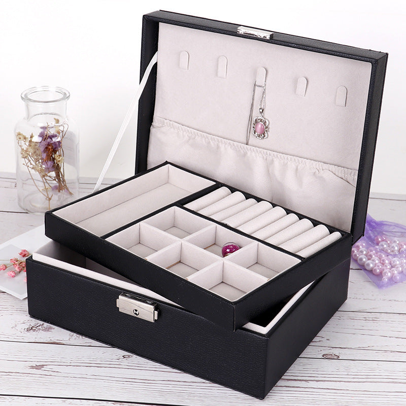 PU Leather Double-layer Jewelry Box Jewelry Storage Bag - Trending Tina