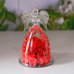 Eternal Flower Gift Box Angel Glass Cover Dried Rose Gift Box For Christmas New Year Valentine's Day Home Decor - Trending Tina