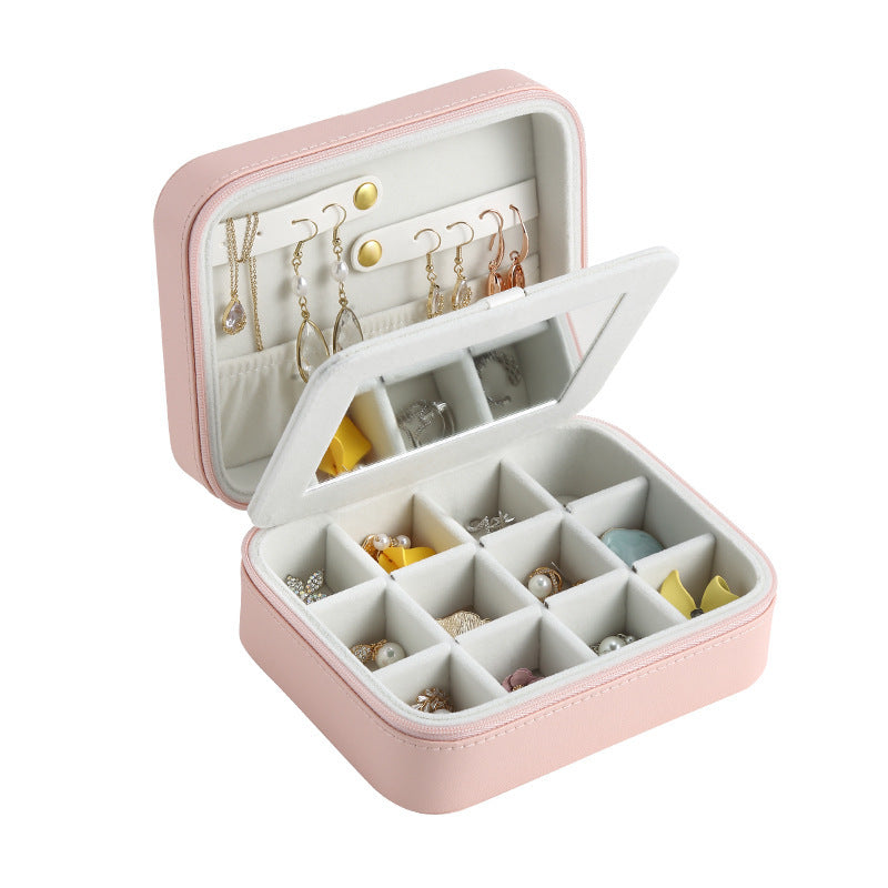 Multifunctional leather simple Korean jewelry box - Trending Tina