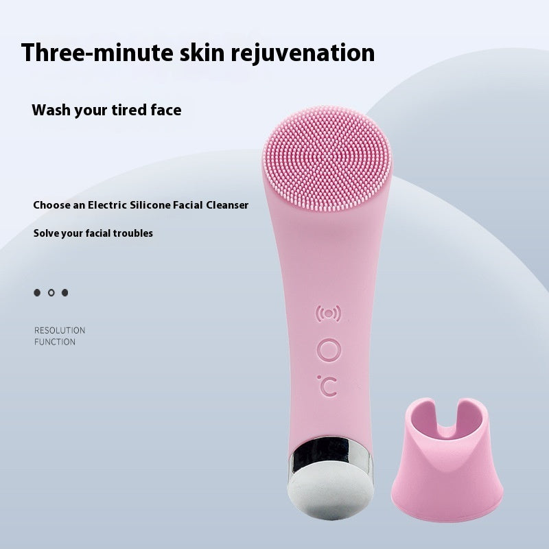 Silicone Face Cleansing Brush Facial Cleansing Brush Electric Facial Brush Vibration Heating - Trending Tina