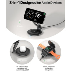3-in-1 MagSafe Travel Charger – Foldable Wireless Station + 30W Plug