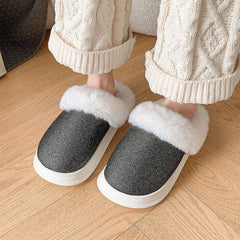 Fashion Frosted Sequined Plush Slippers Winter Warm Home Indoor Non-slip Bedroom Floor Fuzzy Slipper For Couple Women House Shoes - Trending Tina