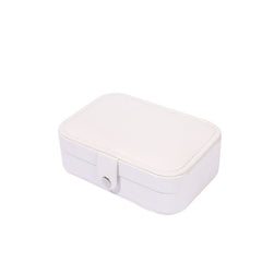 White PU Leather Round Corner Flip Jewelry Box - Trending Tina