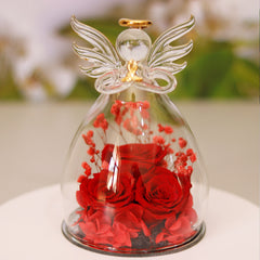 Eternal Flower Gift Box Angel Glass Cover Dried Rose Gift Box For Christmas New Year Valentine's Day Home Decor - Trending Tina