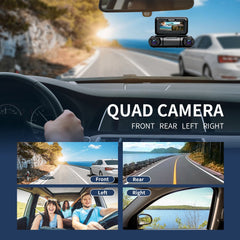 Hainatech Quad 1080p Dash Cam – 4 Channel Car Camera with Night Vision & GPS