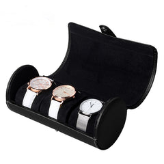 3-position Cylinder Watch Box Round Jewelry Storage Box Leather Watch Box Sub-watch Packaging Box - Trending Tina