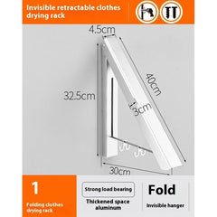 Punch-free Space Aluminum Foldable Invisible Folding Retractable Wall Hanger for Waterproof Hanging Underwear Coat Hanger