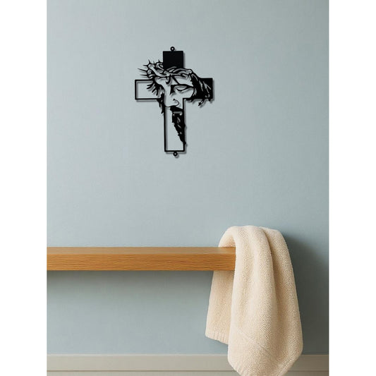 Weatherproof Metal Cross Wall Art – Powder-Coated Wrought Iron Christian Home Décor