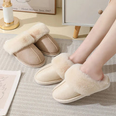 Winter Warm Plush Home Slippers Indoor Fur Slippers Women Soft Lined Cotton Shoes Comfy Non-Slip Bedroom Fuzzy House Shoes Women Couple - Trending Tina