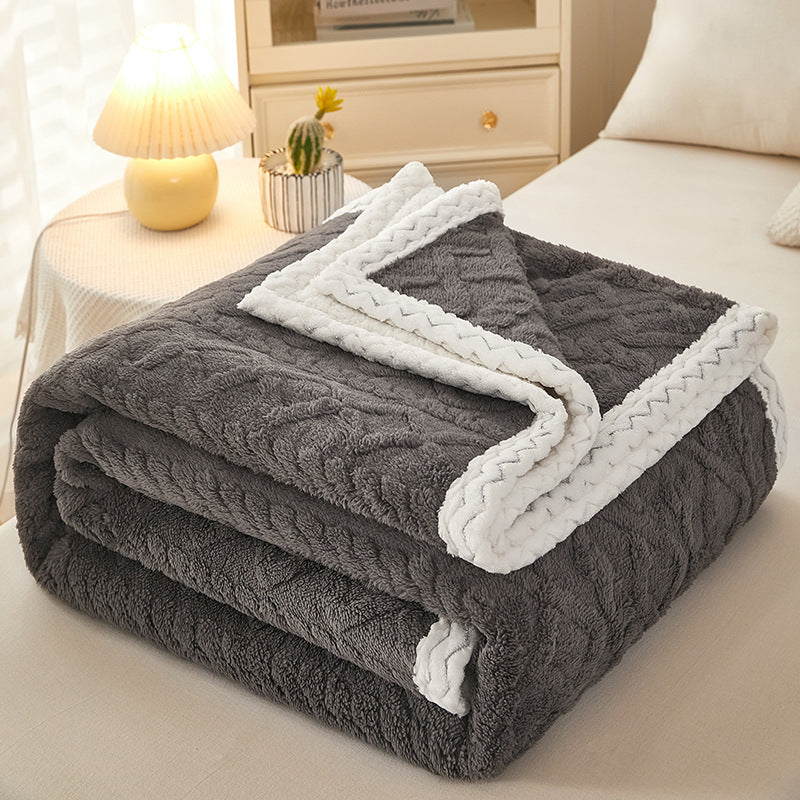 Blanket Double Thickened Warm Coral Fleece Sofa Blanket - Trending Tina