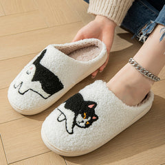 Cartoon Cotton Slippers For Women Men Indoor Outdoor Slippers For Household Autumn And Winter Couples Shoes Fuzzy Warm Soft Slippers - Trending Tina