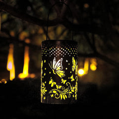 Iron Solar Lantern Butterfly Lamp Lawn Projection