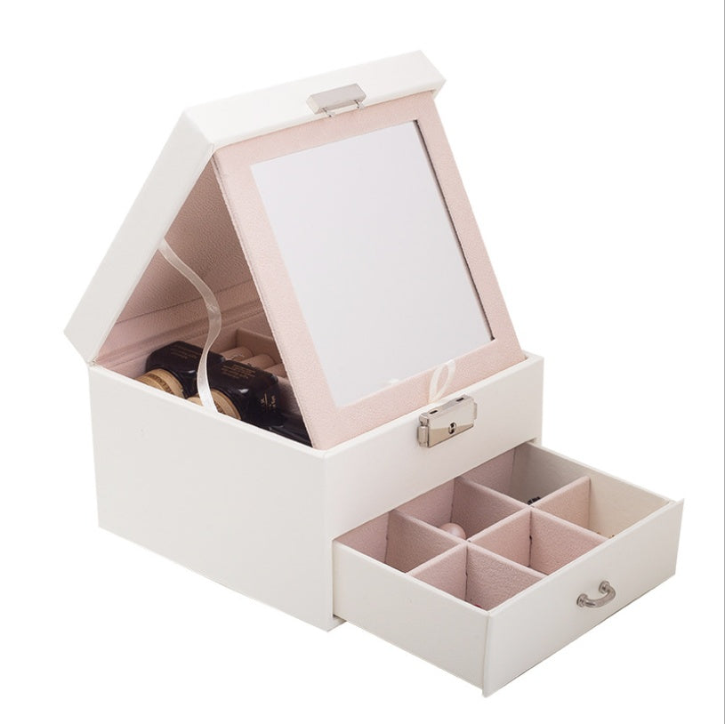 European pu leather jewelry box Simple double jewelry storage box Earrings ring creative jewelry box wholesale - Trending Tina