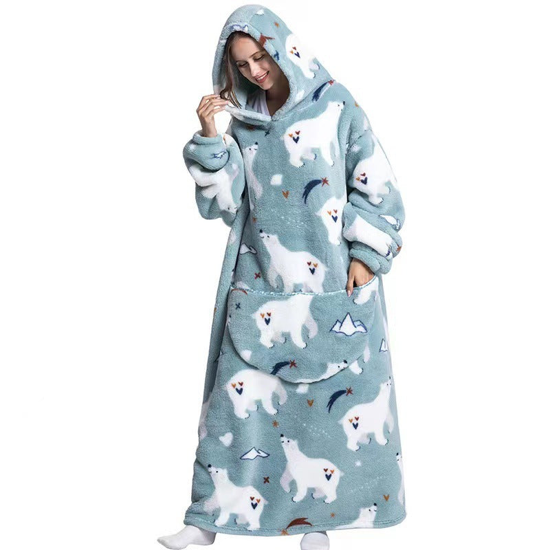 Fleece Hooded Wearable Blanket Sweatshirt - Trending Tina