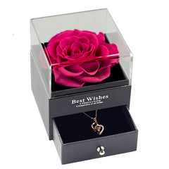 Preserved Flower Jewelry Box Necklace Rose Acrylic