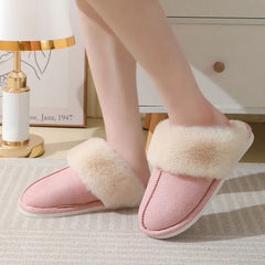 Winter Warm Plush Home Slippers Indoor Fur Slippers Women Soft Lined Cotton Shoes Comfy Non-Slip Bedroom Fuzzy House Shoes Women Couple - Trending Tina