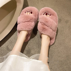 Winter Fuzzy Slippers Women Warm Soft Plush Shoes - Trending Tina