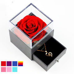 Preserved Flower Jewelry Box Necklace Rose Acrylic