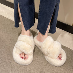 Winter Fuzzy Slippers Women Warm Soft Plush Shoes - Trending Tina