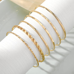 Bohemian Metal Chain Bracelet Set For Women Geometric Gold Color Thick Link Chain  Bangle Female Fashion Jewelry - Trending Tina