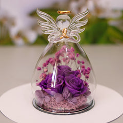 Eternal Flower Gift Box Angel Glass Cover Dried Rose Gift Box For Christmas New Year Valentine's Day Home Decor - Trending Tina