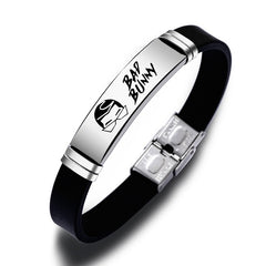 Hip Hop Bad Bunny Stainless Steel Silicone Bracelet Bangle