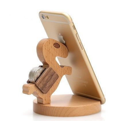 Creative  Mobile Phone Toma Back With Coin Beech Wood Lazy Phone Holder Custom Lettering - Trending Tina