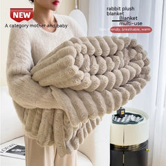 Soft Wind Bubble Velvet Blanket Warm Solid Rabbit Fur Blankets Double-sided Thickening Cover Throw Warm Fur Blanket - Trending Tina