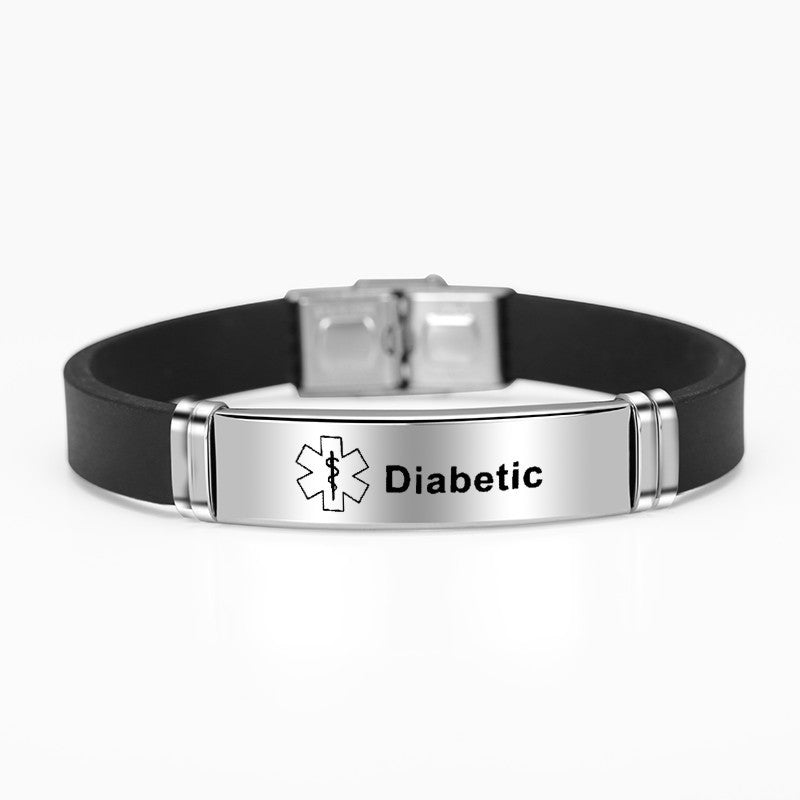 Medical Alert Diabetic Disease Stainless Steel ID Bracelet Bangle