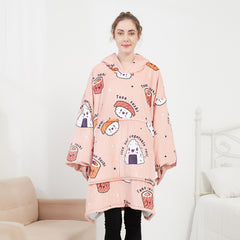 Women's Hooded Lazy Blanket Flange Sherpa Sweatshirt - Trending Tina